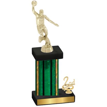 Accented Single Green Glacier Second Place Basketball Trophy