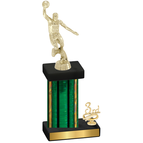 Accented Single Green Glacier Third Place Basketball Trophy