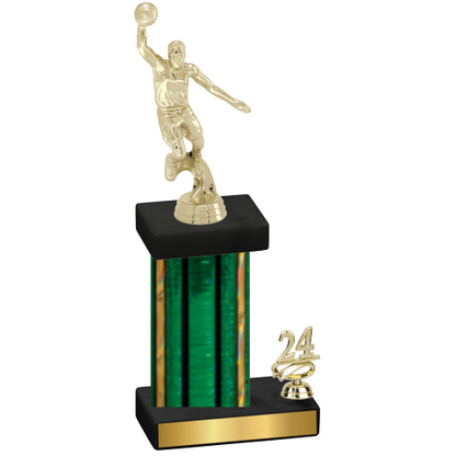 Accented Single Green Glacier Year Basketball Trophy