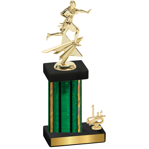 Accented Single Green Glacier First Place Flag Football Trophy