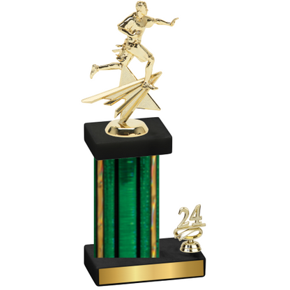 Accented Single Green Glacier Year Flag Football Trophy