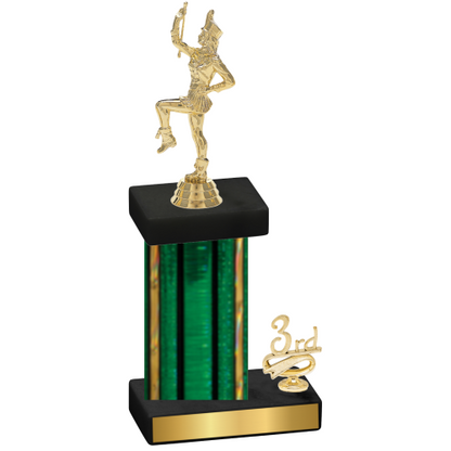 Accented Single Green Glacier Third Place Majorette Trophy