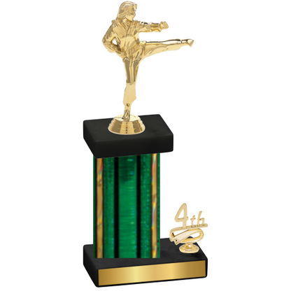 Accented Single Green Glacier Fourth Place Karate Trophy