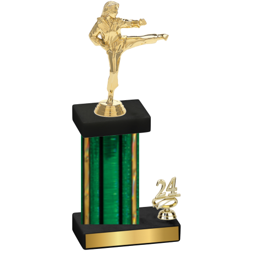 Accented Single Green Glacier Year Karate Trophy