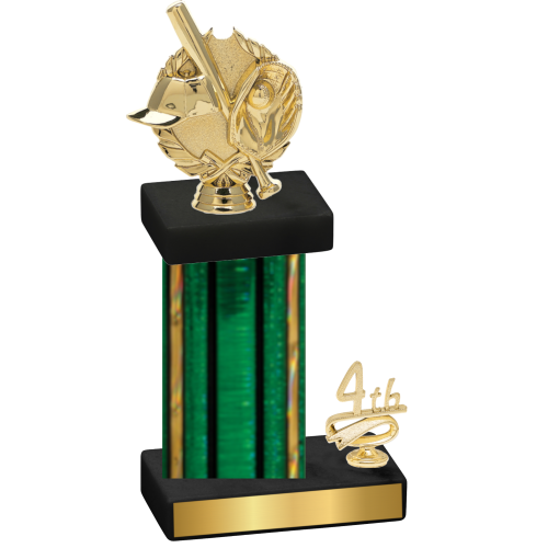 Accented Single Green Glacier Fourth Place Baseball Trophy