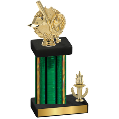 Accented Single Green Glacier Victory Baseball Trophy