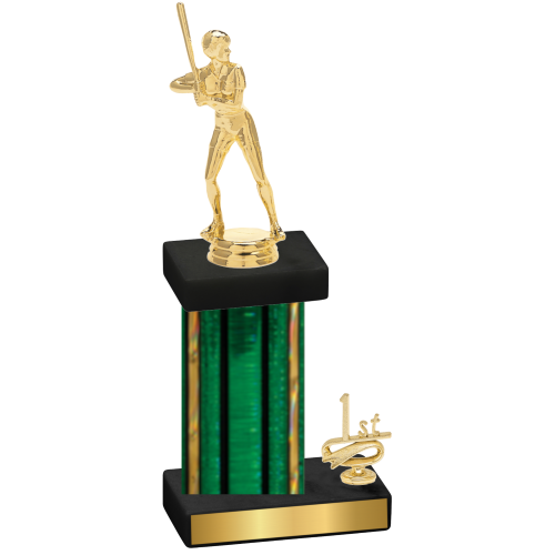 Accented Single Green Glacier First Place Softball Trophy