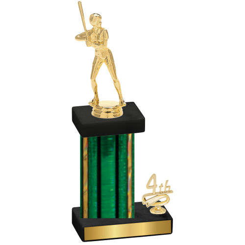 Accented Single Green Glacier Fourth Place Softball Trophy