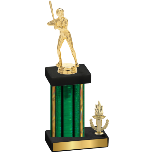 Accented Single Green Glacier Victory Softball Trophy