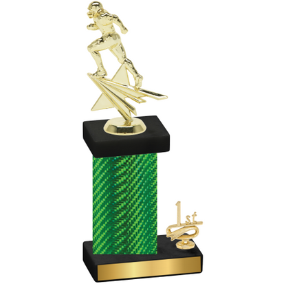 Accented Single Green Carbon Fiber First Place Football Trophy