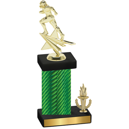 Accented Single Green Carbon Fiber Victory Football Trophy