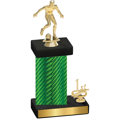 Accented Single Green Carbon Fiber First Place Soccer Trophy