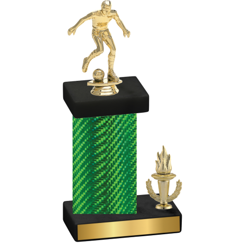 Accented Single Green Carbon Fiber Victory Soccer Trophy