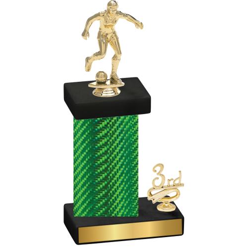 Accented Single Green Carbon Fiber Third Place Soccer Trophy