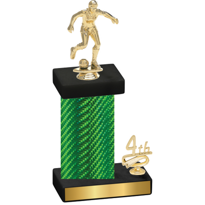 Accented Single Green Carbon Fiber Fourth Place Soccer Trophy