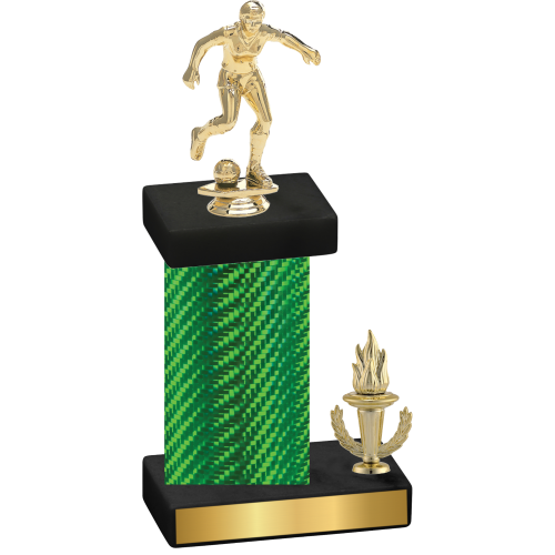 Accented Single Green Carbon Fiber Victory Soccer Trophy