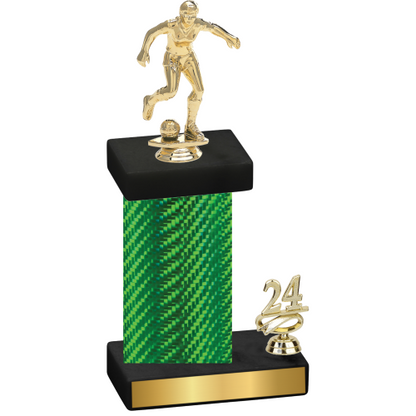 Accented Single Green Carbon Fiber Year Soccer Trophy