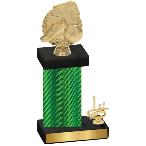 Accented Single Green Carbon Fiber First Place Soccer Trophy