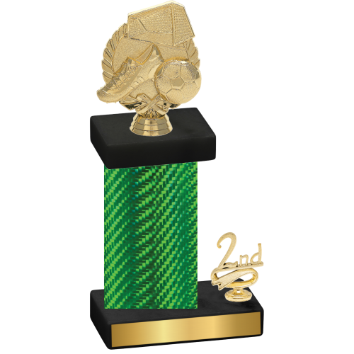 Accented Single Green Carbon Fiber Second Place Soccer Trophy