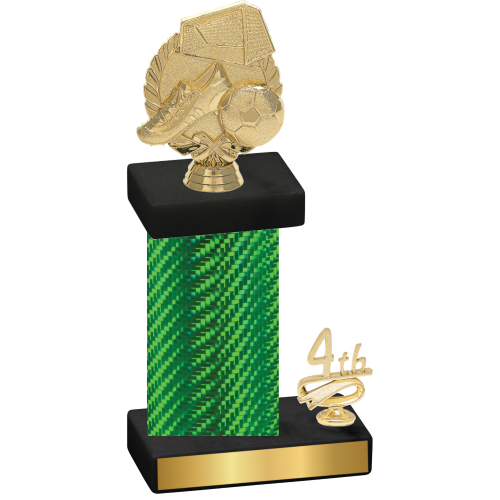 Accented Single Green Carbon Fiber Fourth Place Soccer Trophy