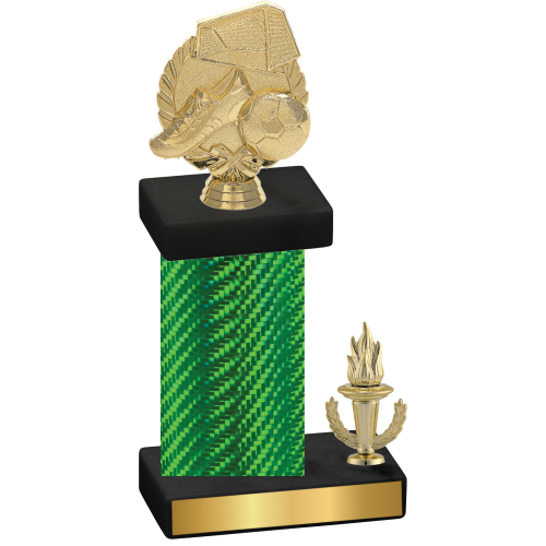 Accented Single Green Carbon Fiber Victory Soccer Trophy