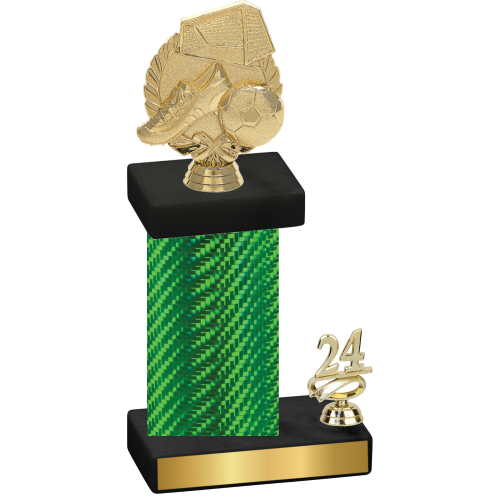 Accented Single Green Carbon Fiber Year Soccer Trophy