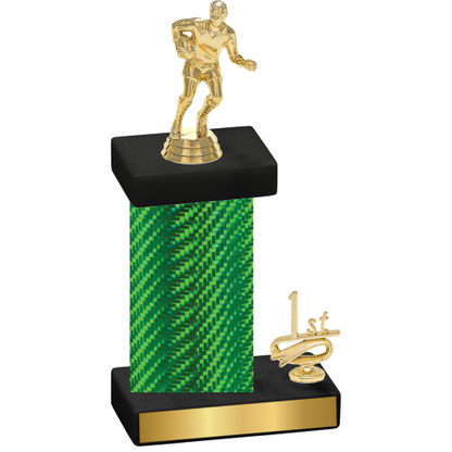 Accented Single Green Carbon Fiber First Place Rugby Trophy