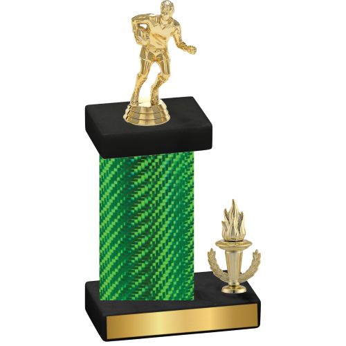 Accented Single Green Carbon Fiber Victory Rugby Trophy