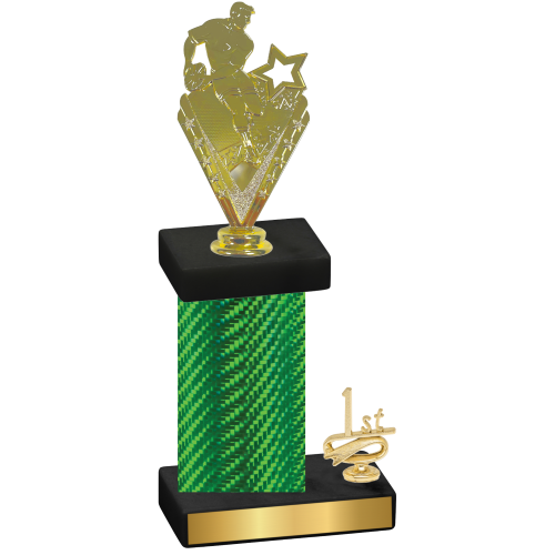 Accented Single Green Carbon Fiber First Place Rugby Trophy