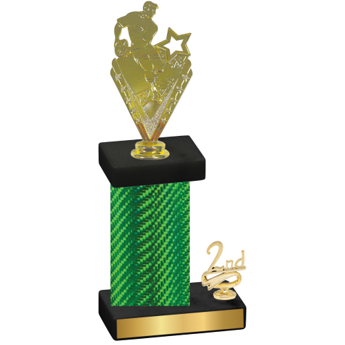 Accented Single Green Carbon Fiber Second Place Rugby Trophy