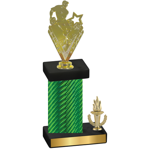 Accented Single Green Carbon Fiber Victory Rugby Trophy