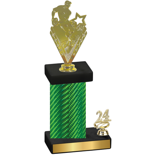 Accented Single Green Carbon Fiber Year Rugby Trophy