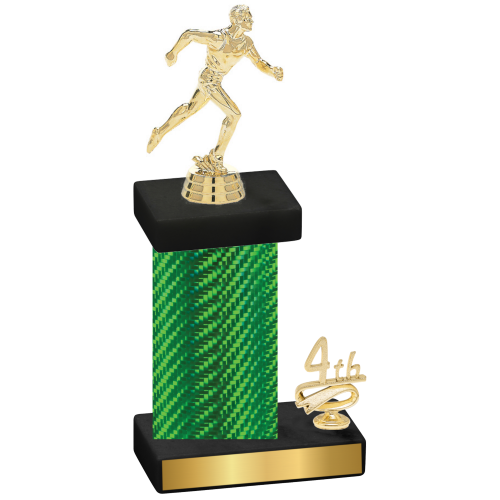 Accented Single Green Carbon Fiber Fourth Place Running Trophy