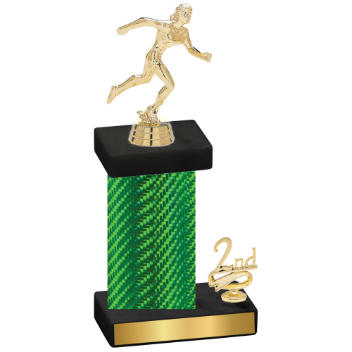 Accented Single Green Carbon Fiber Second Place Running Trophy