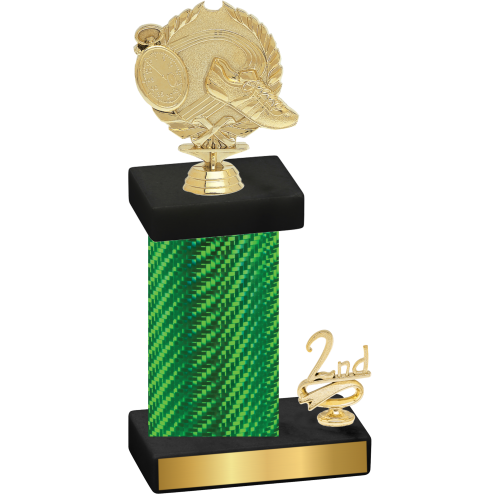 Accented Single Green Carbon Fiber Second Place Running Trophy