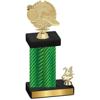 Accented Single Green Carbon Fiber Year Running Trophy