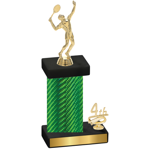 Accented Single Green Carbon Fiber Fourth Place Tennis Trophy