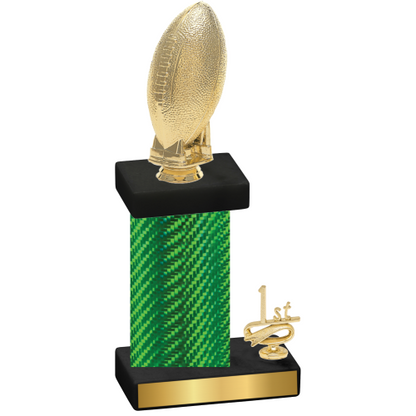 Accented Single Green Carbon Fiber First Place Football Trophy