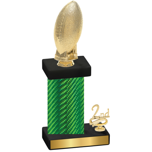 Accented Single Green Carbon Fiber Second Place Football Trophy