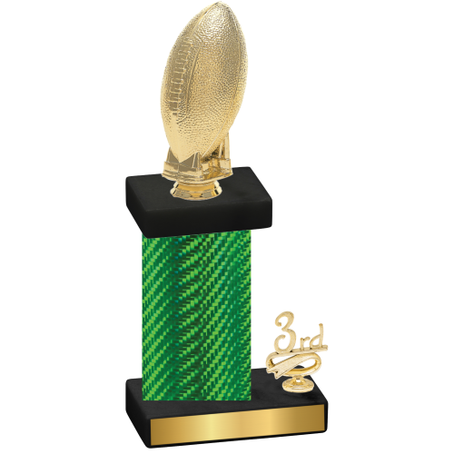 Accented Single Green Carbon Fiber Third Place Football Trophy