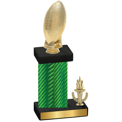 Accented Single Green Carbon Fiber Victory Football Trophy