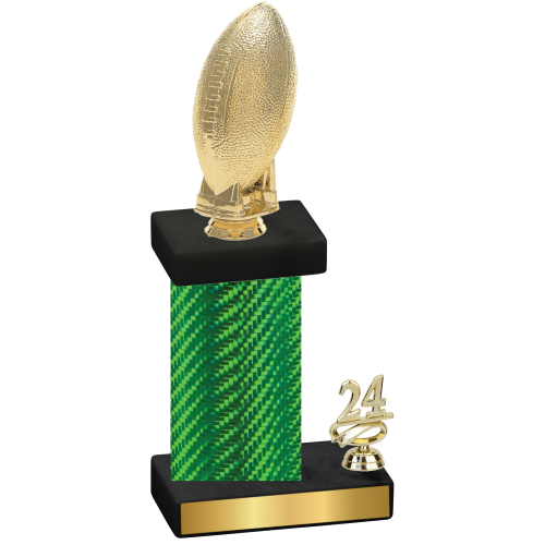 Accented Single Green Carbon Fiber Year Football Trophy