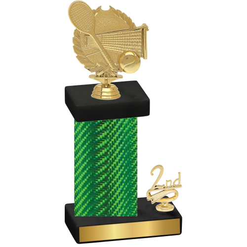 Accented Single Green Carbon Fiber Second Place Tennis Trophy