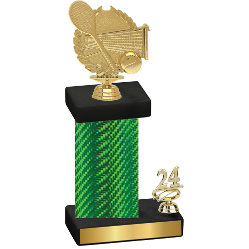 Accented Single Green Carbon Fiber Year Tennis Trophy