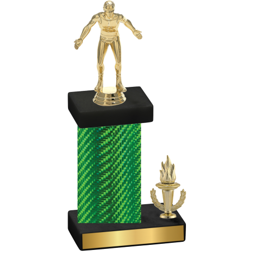 Accented Single Green Carbon Fiber Victory Wrestling Trophy