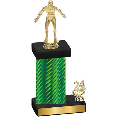 Accented Single Green Carbon Fiber Year Wrestling Trophy