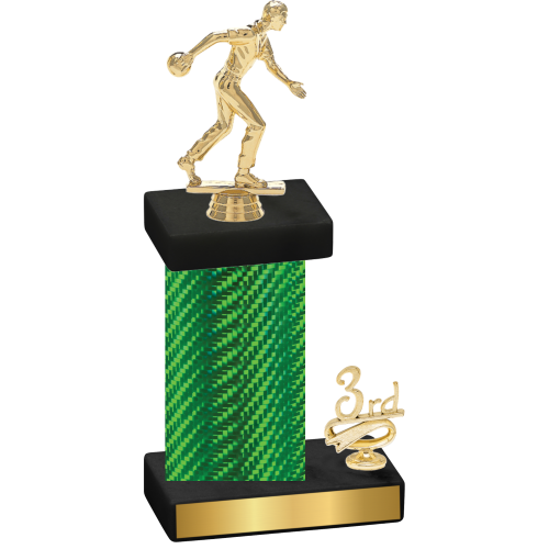 Accented Single Green Carbon Fiber Third Place Bowling Trophy