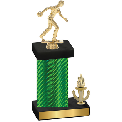 Accented Single Green Carbon Fiber Victory Bowling Trophy