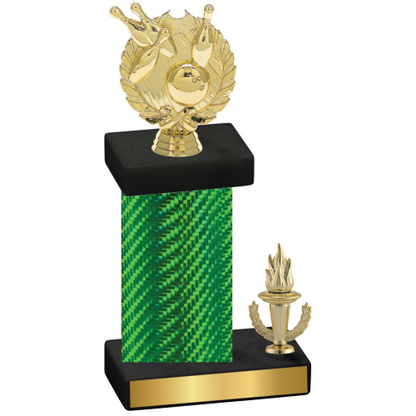 Accented Single Green Carbon Fiber Victory Bowling Trophy