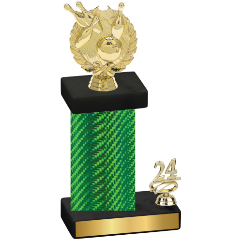 Accented Single Green Carbon Fiber Year Bowling Trophy